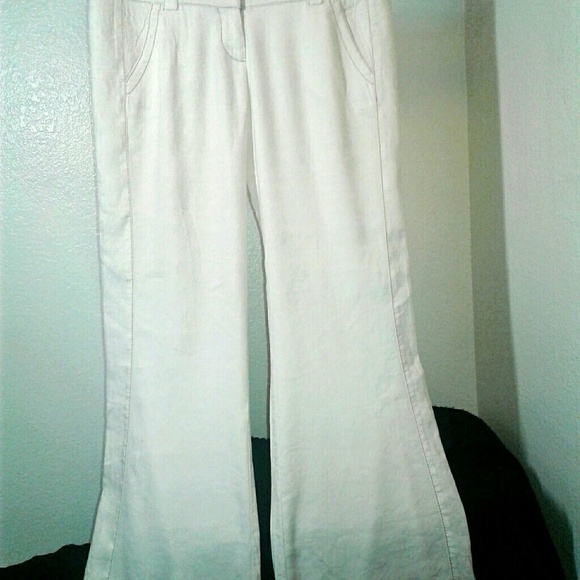 Bebe White Linen Blend Trouser Pants: Size 4 - Picture 8 of 8